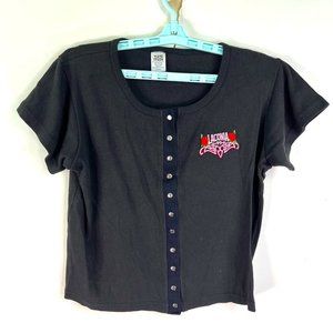 Vintage Laconia 1999 Bike Rally Top Womens Size L Black